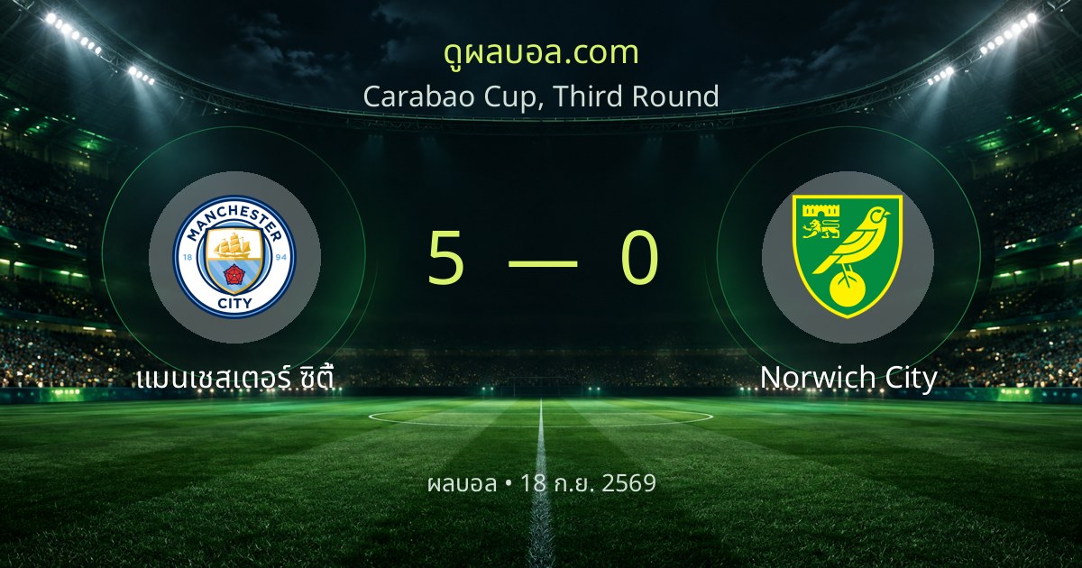 Manchester City 5-0 Norwich City | ສະຫຼຸບຜົນບານ